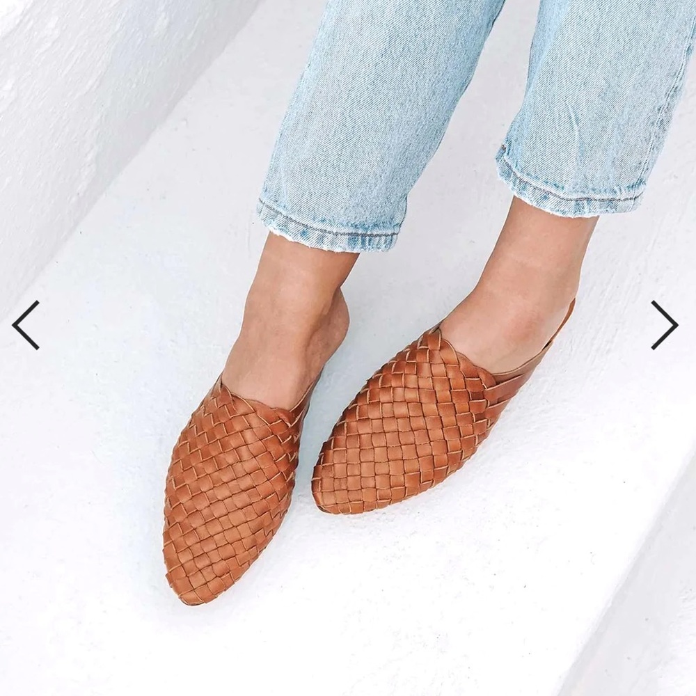 NWT Liberte Leather Prague Woven Mule Cognac Brown size 10